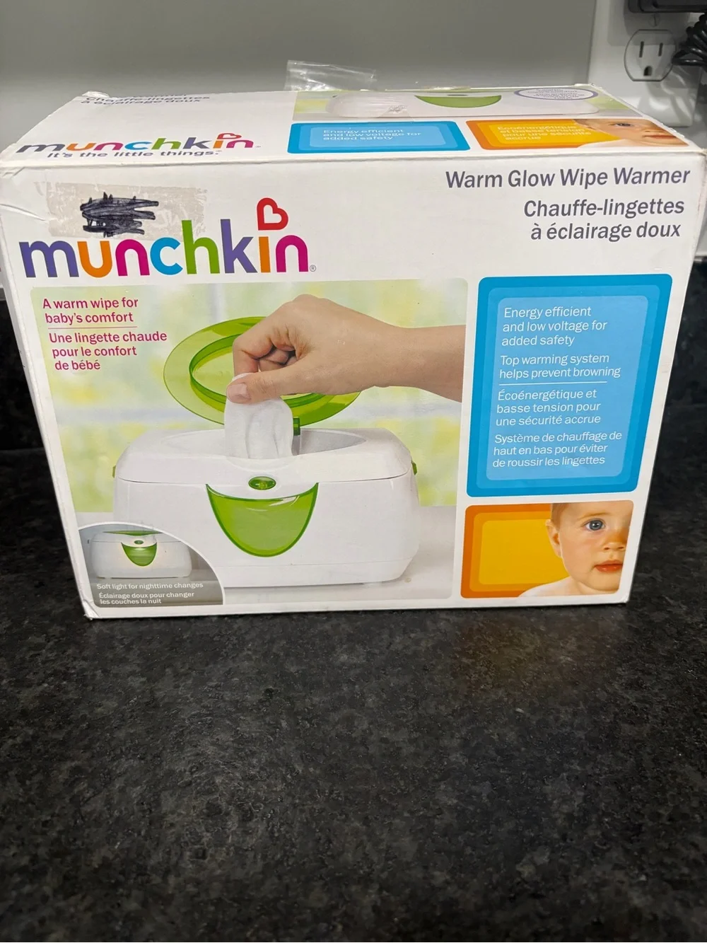Munchkin Warm Glow Wipe Warmer - White with Green